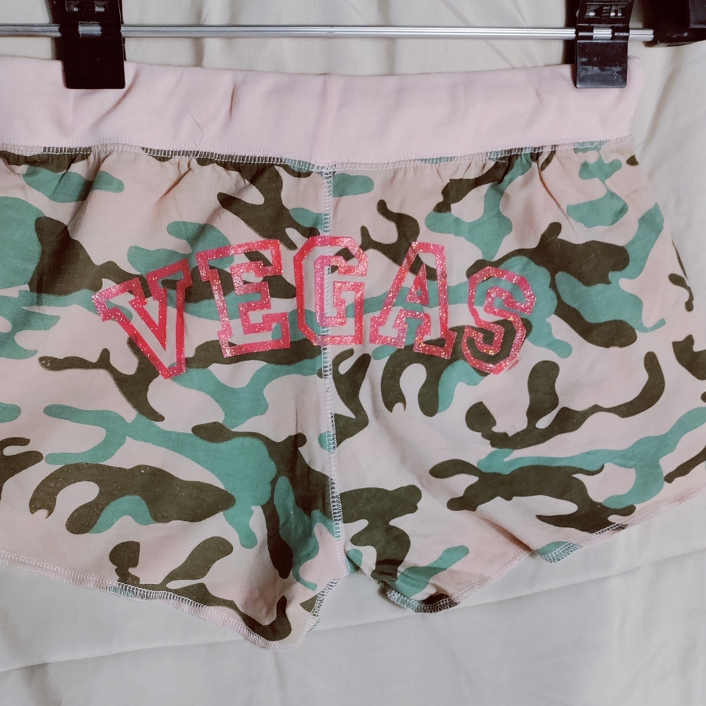 Pink camo booty shorts w/Vegas logo